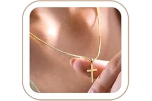 WEDDINEN Easter Basket Stuffers Cross Necklace for Women Girls,Dainty Sterling Silver 14K Gold Plated Cross Choker Pendant Je