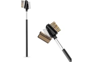 KALIONE 1 Pcs Eyebrow Brush, Metal Eyelash Comb, Resuable Dual Eyebrow Comb, Eye Brow Makeup Brush Eye Lash Comb for Eyelashes Extension (Bristles)
