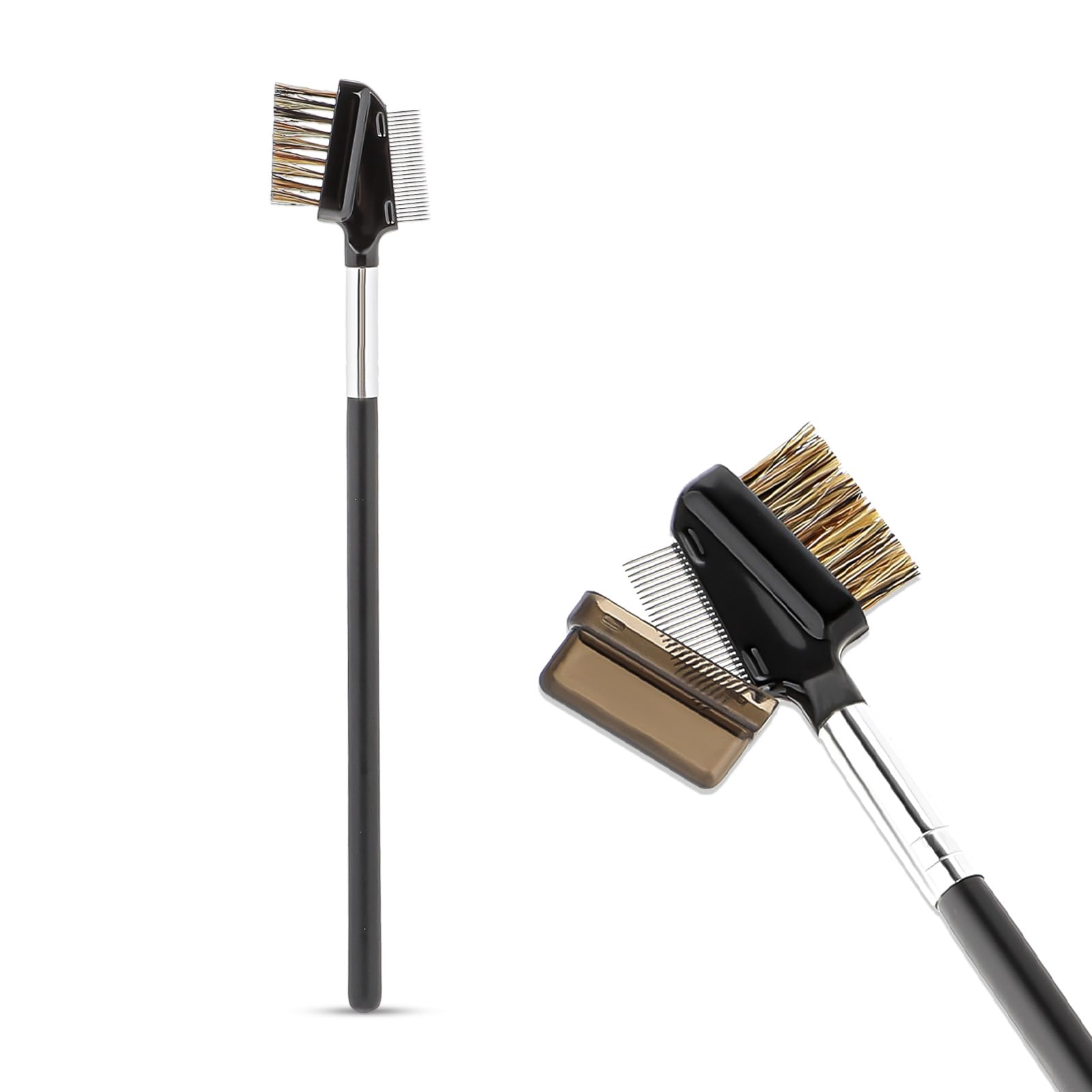 Photo 1 of 1 Pcs Eyebrow Brush, Metal Eyelash Comb, Resuable Dual Eyebrow Comb, Eye Brow Makeup Brush Eye Lash Comb for Eyelashes Extension (Bristles)