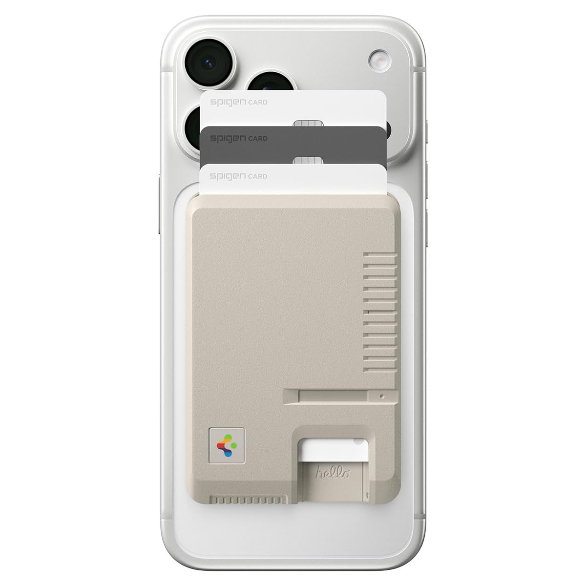 Spigen for MagSafe Wallet, Classic LS (MagFit) Holds 3 Cards, Compatible with iPhone 17/16/15/14/13/12 Pixel 10 MagSafe-Cases Pixelsnap Vintage Heavy Duty Hardshell Magnetic Card Holder - Stone