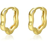 IUITY Gold Earrings, Hoop Earrings for Women 14K Gold Plated Chunky Hoop Ear Rings for Women | Lightweight Statement Twisted Endless Wave Hoops Earrings