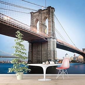 Wall Murals for Bedroom Brooklyn Bridgeand Newyork City Large Removable Wallpaper Peel and Stick Wall Stickers - 66x96 inches