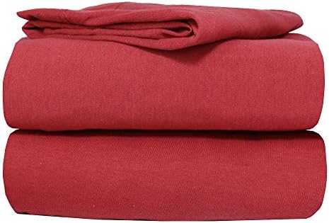 100% Cotton Super Soft Luxury Jersey Sheet 4 Pc Bed Sheet Set (Queen, Burgundy)