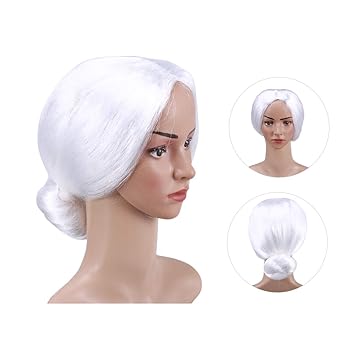 Old Lady Wig Costume Mrs Santa Granny Grandma Aged Women Wig Bun