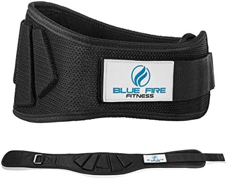 Weight Lifting Belt and Bonus Workout Ebook. 6 inch Back Support for Squat, Deadlift, Cleans, Cross-fit and Powerlifting. Made For Men and Women Blue Fire Fitness