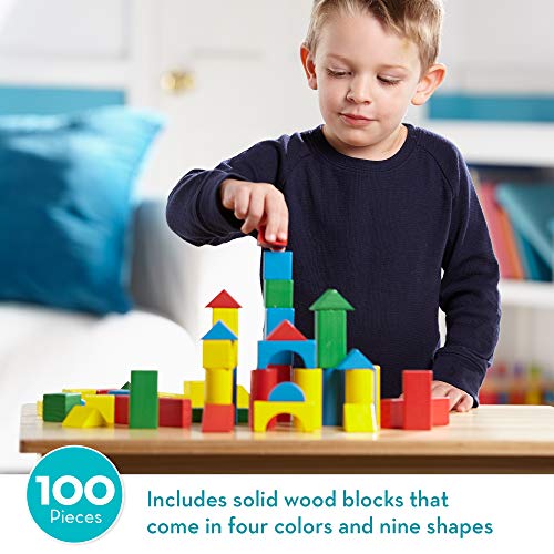 Melissa & Doug 100-Piece Wood Blocks Set & Shape Sorting Cube