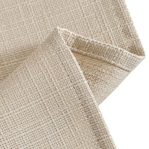TOPICK Short Beige Kitchen Curtains 70L x 90H cm for Low Cabinet Window Cupboard with Internal Rod Pocket Small Curtain Modern 2 Panels