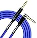 Kirlin Cable IWB-202BFGL-20/RO -20 feet- Straight to Right Angle 1/4-Inch Plug Premium Plus Instrument Cable, Royal Blue Tweed Woven Jacket