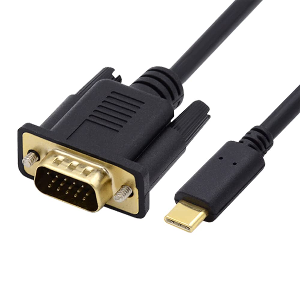 NFHK USB 3.1 Type C USB-C Source to VGA RGB 1080P Displays Male Monitor Cable for Laptop 1.8m