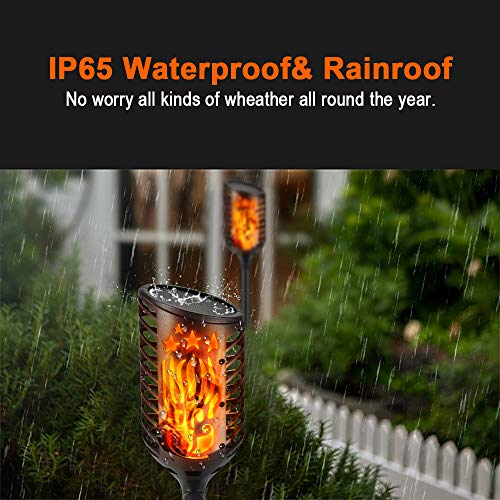 Upgraded Solar Torch Lights Outdoor, Waterproof Flickering Dancing Flames Torch Lights Solar Spotlights Landscape Decoration Lighting Dusk to Dawn Security Torch Light for Garden Patio Driveway (2)