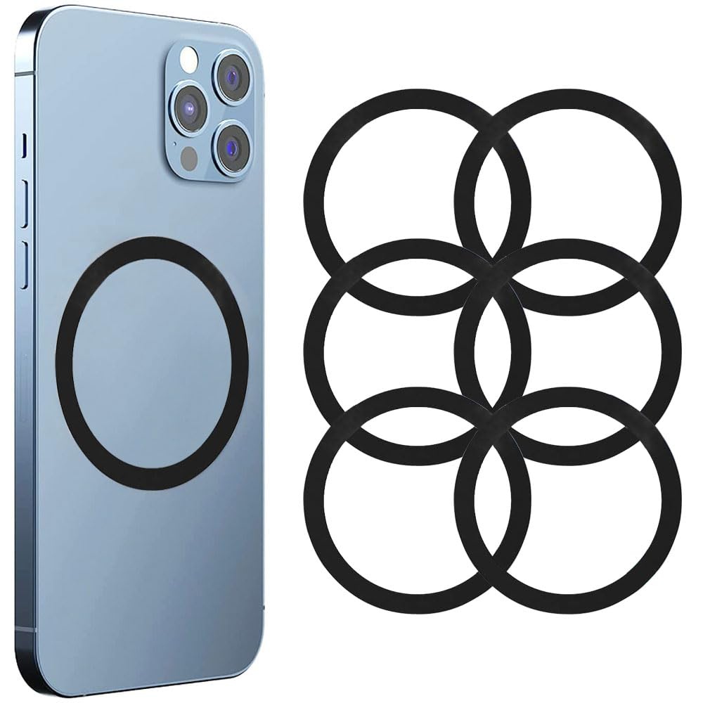 Kinizuxi Universal Mag Safe Ring6Pack, Magnetic Wireless Charging Conversion Kit, Mag Safe Sticker Compatible with iPhone 15/14/14 Plus/14 Pro/14 Pro Max/13/12 Series,Galaxy and More (Black)