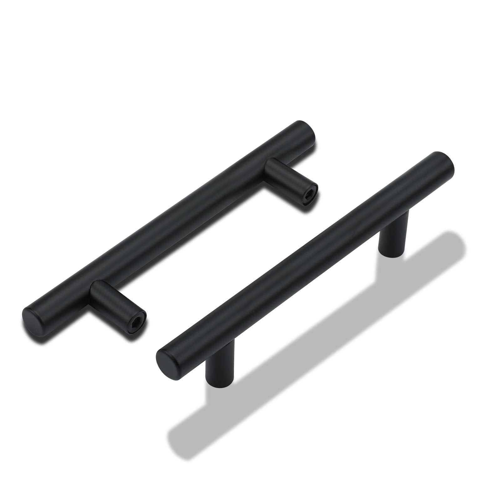 LONTAN 10 Pack Black Kitchen Cupboard Handles 102mm Black Cupboard Handles Kitchen Door Pulls Drawer Pulls for Cabinet Wardrobe Bathroom Stainless Steel