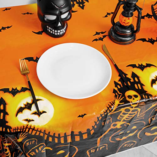 Halloween-Party-Tablecloth-2-Pack-72x54-Disposable-Table-Cover-Rectangle-Plastic-Table-Cloths-for-for-Halloween-Party-Decoration-Supplies-Pumpkin-Hunted-House