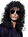 YOUNG LOVE Mens Wigs Costume Party Wigs Heavy Metal Rocker 80s Wig Long Curly Black Cosplay Wig