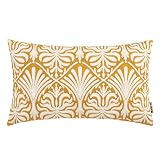 HWY 50 Yellow Rectangle Embroidered Decorative Throw Pillow Covers Cushion Cases for Couch Sofa Bed Small Lumbar 12 x 20 inch 1 Piece Floral