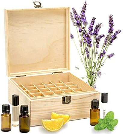 MYGYSJK Durable, Easy to Use, Portable, Useful 25-Slot Essential Oil Storage Box Wooden Case Wood Container Display Organizer