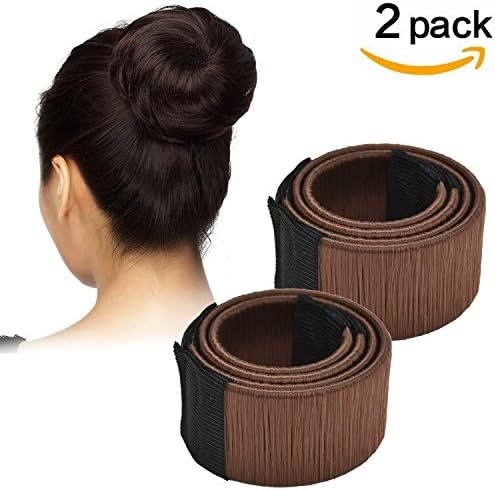 NewJoy Women Fashion Hairstyles Donut Hair Bun Hair Maker French Twist Hair Fold Wrap Snap (Brown)