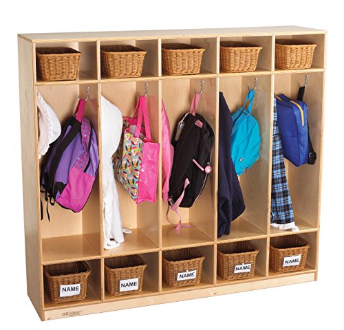 Childcraft 272044 Straight Sided Coat Locker, Wood, 53-3/4" x 13" x 48", Natural Wood Tone - Thumbnail 2