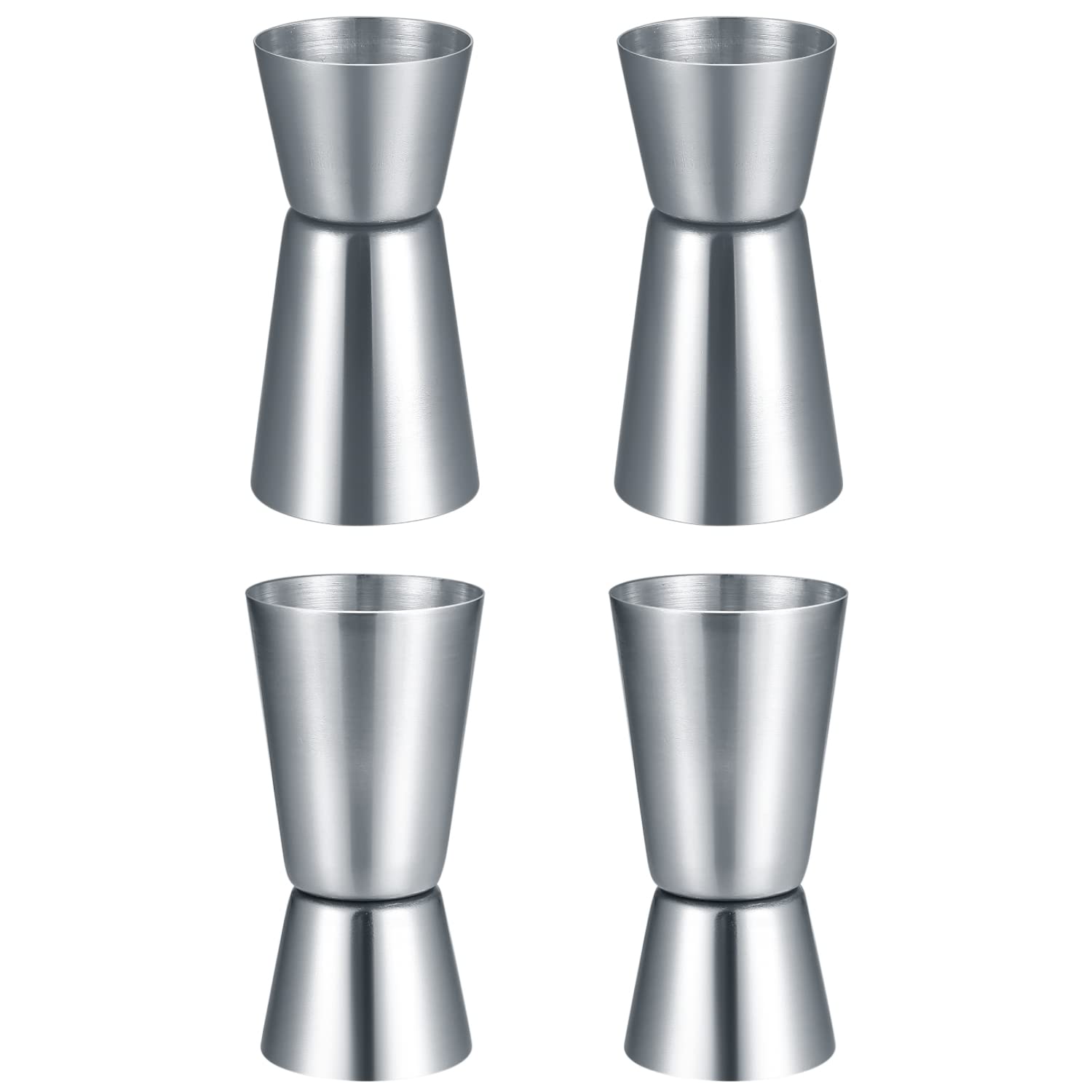 4 Pcs Spirit Measures 25ml 50ml, Stainless Steel Shot Measure, Drink Measures for Spirits Measure, Bar Dual Jigger Drinks Spirit Measure Cup for Bar Party Alcohol Wine Cocktail Drink Shaker Pourers