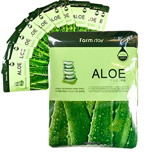 Farm Stay Korean Deep Moisturizing Rich Aloe Visible Face Facial Daily Mask Sheet [ 10 Packs ] 23ml/0.78 fl.oz