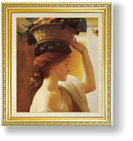 フレデリック レイトン 奉呈 果物かごを持つ娘 F10 油絵直筆仕上げ 複製画 ゴールド額縁 673 599mm 絵画 10号