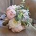 Pauwer Artificial Rose Flower Bouquet for Bride Bridesmaid Handmade Peony Wedding Bouquet Silk Bridal Bouquet Holding Flowers