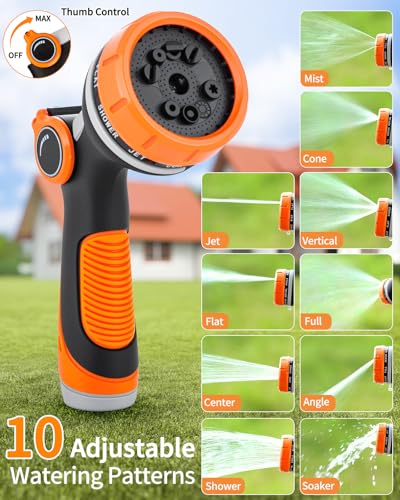 KOSOEUR Retractable Garden Hose Reel, 1/2 in x 65 ft Garden Hose Reel, Automatic Retractable Water Hose Reels Wall Mount with 10 Pattern Nozzle, Slow Rewind System/Any Length Lock/180° Swivel Bracket