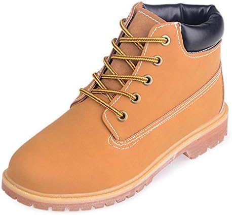IdealGlory Men's Work Boots Combat Boots High Tops Outdoor Shoes, Lace Up Leather Rubber Sole Soft Toe,Brown EU44