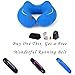 Lucear Inflatable Travel Pillow Set- Velvet Travel Neck Pillow, Sleep Mask, Earplugs - Including Carry Pouch for Convenient Storage - 3 Seconds Inflate Full(Blue)