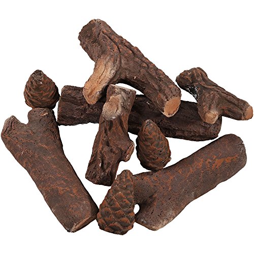 Sunnydaze 9-piece indoor/outdoor ceramic wood fireplace…