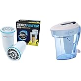ZeroWater Official Replacement Filter 2-Pack + 12-Cup Ready-Pour Water Filter Pitcher