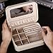 B.Catcher Jewelry Box for Women Small and Portable Golden PU Leather Jewelry Travel Case