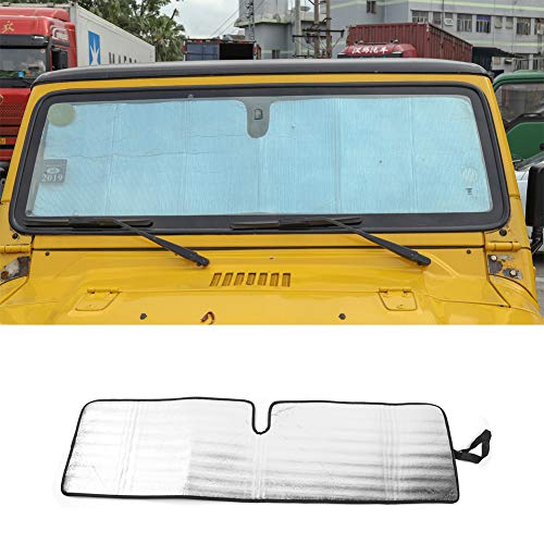 Hgcar Windshield Sunshade Sun Shade Heat Shield Sun Visor Mat for Jeep Wrangler TJ JK 1997-2017 - Thumbnail 6