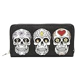 Badiya 3 Pretty Sugar Skull Wallet for Women Vintage Clutch Bag