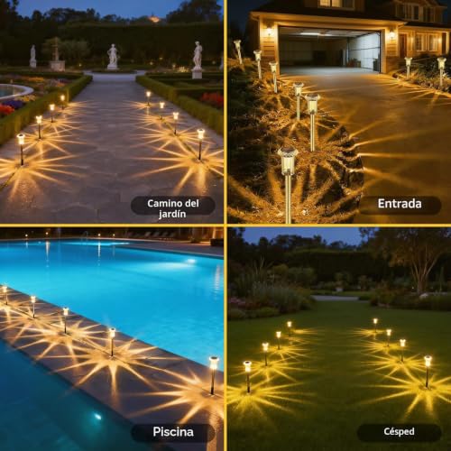 sylvwin LED Solar Garden Lights, Solar Lights Outdoor Garden, 10 Pack Warm White Solar Garden Lights, IP44 Waterproof for Lawn, Outdoor, Garden and Yard