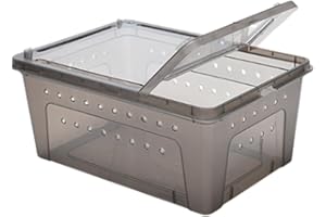 Stgfyxgs Reptile Feeding Box Turtle Carrier Container with Small Vents Portable Habitat Case Animal Habitat Cage for, Black