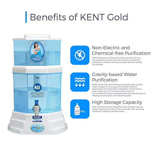KENT Gold Gravity Water Purifier (11014) | UF Technology Based | Non-Electric & Chemical Free | Counter Top | 20L Storage | White 2 KENT Gold Gravity Water Purifier (11014) | UF Technology Based | Non-Electric & Chemical Free | Counter Top | 20L Storage | White - Image 2