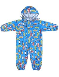 JiAmy Kids Baby One Piece Rain Suit with Hood Waterproof Coverall Outdoors 1-3 Years Blue