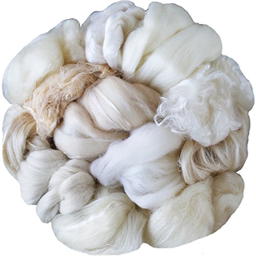 Assorted White Merino Roving Ends & Mixed Fiber Waste - Bulk Top Fiber for Felting, Spinning, Blending & Hand Dyeing