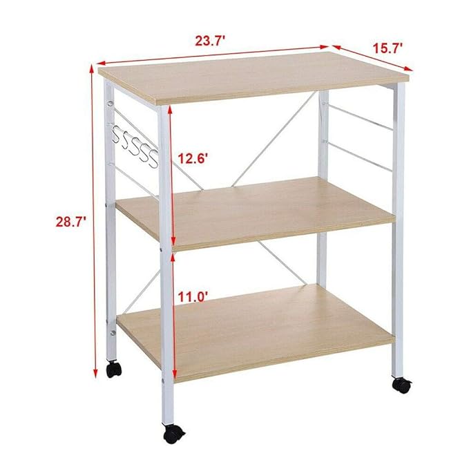 Carrito para microondas de cocina, carrito de cocina de 3 pisos ...