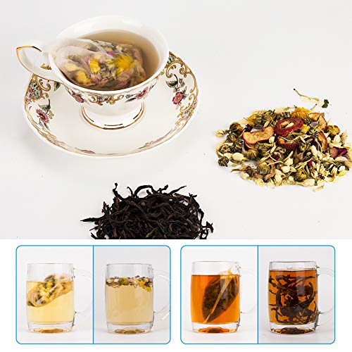 YINGKESI Tea Filter Bags, Disposable Tea Infuser, Safe & Natural Material, 1-Cup Capacity, Drawstring Empty Bag for Loose Leaf Tea, Set of 100(3.15 x 3.94 inch)