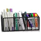 Magnetic Pen Holder With 3 Compartments - Black Wire Magnetic Storage Basket With Extra Strong Magnets - Perfect To Hold Whiteboard And Locker Accessories