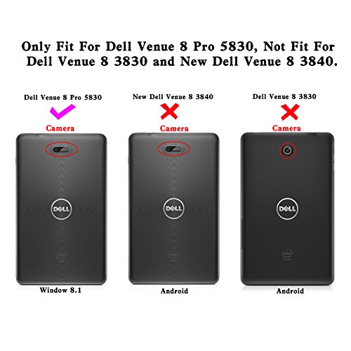 Infiland Tri Fold Ultra Slim Shell Fit Leather Stand Case Cover Frost Back Case For Dell