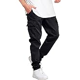 THWEI Cargo Pants for Men Casual Drawstring Joggers Cotton Work Sweatpants Multi Pockets