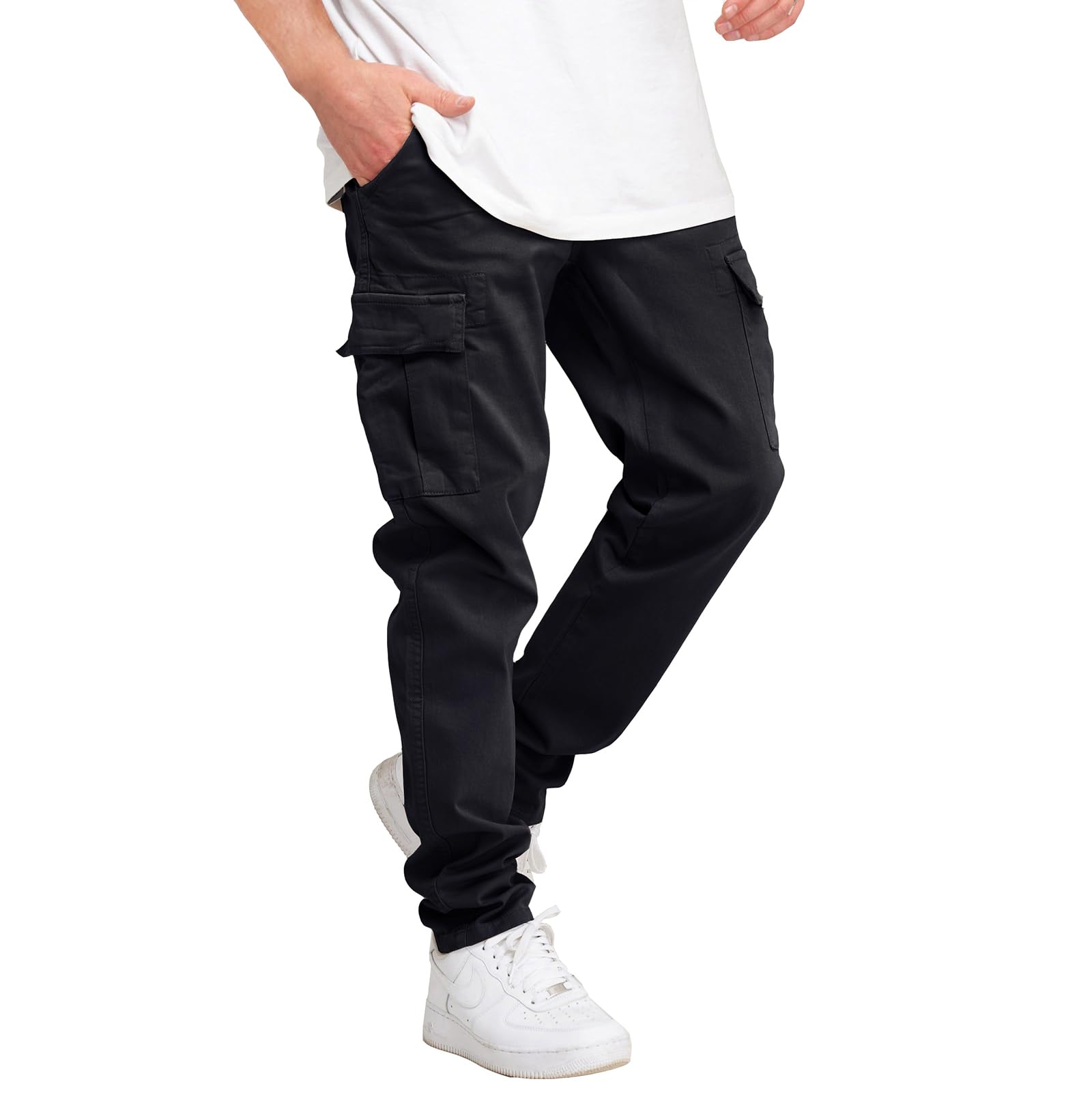 Cargo Pants for Men Casual Drawstring Joggers Cotton Work Sweatpants Multi Pockets