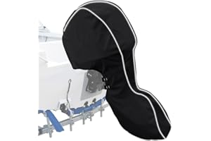 Zenicham 600D Fade and Crack Resistant Full Outboard Motor Cover,Heavy-Duty Waterproof and UV-Proof Boat Motor Cover,Trailerable Boat Engine Cover with Reflective Strips Black(Fits 225-250 HP)