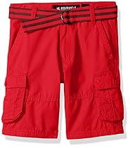 Southpole  Boys' Belted Mini Canvas Cargo Shorts in Various Colors, Red, 4