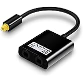 EMK Optical Splitter 1x2 - 1 In 2 Out Digital Audio Splitter - Compatible With Home Theater, Sound Bar, TV, Blu-ray Players