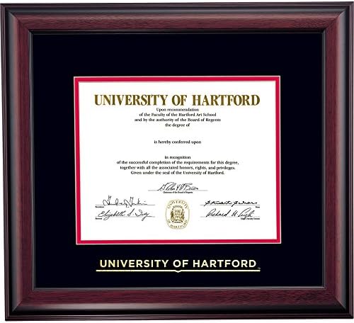 OCM Diploma Frames | University of Hartford Hawks | Displays Diploma Certificate 9x12 | Black/Cherry Mat | Home Office & Office Professional | Education Framed Diploma | Graduation Gifts | Custom Frames