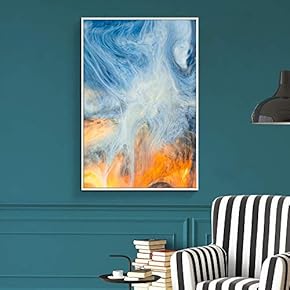Framed Canvas Wall Art for Living Room, Bedroom Blue Smoke Abstract Canvas Prints for Home Decoration Ready to Hang - 16x24 inches